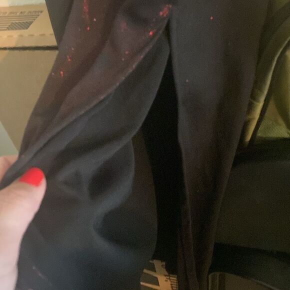 Vintage 90s Y2K Windsor Deep Red Black Mesh Overlay Side Slit Halter Maxi Dress - Picture 4 of 10